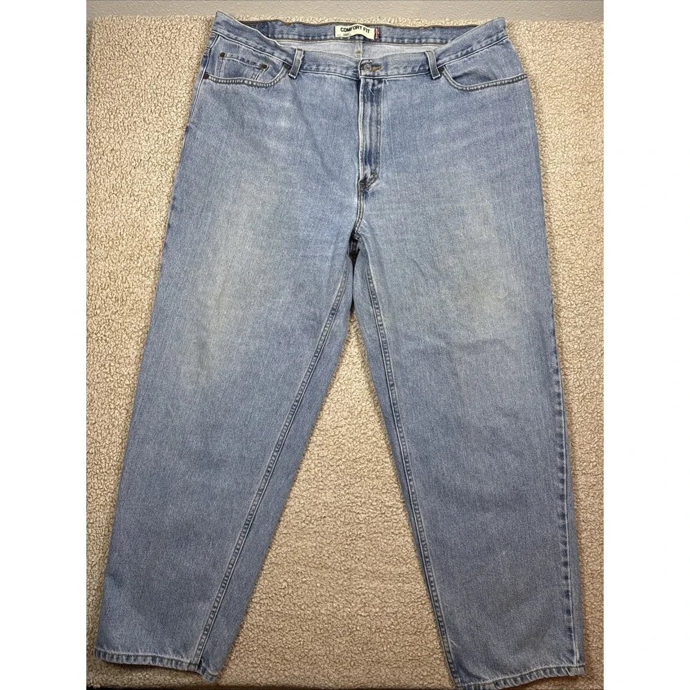 Vintage Levis 560 Comfort Fit Jeans Mens 44x34 Blue Light Wash Denim Western Y2K